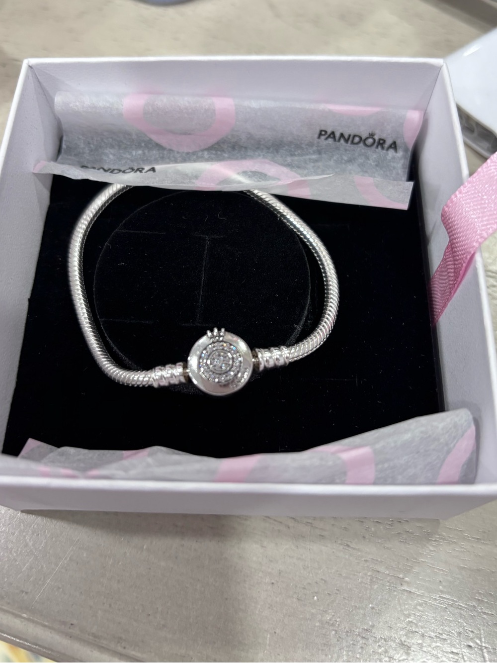 Pandora - Sparkling Crown O Snake Chain Bracelet